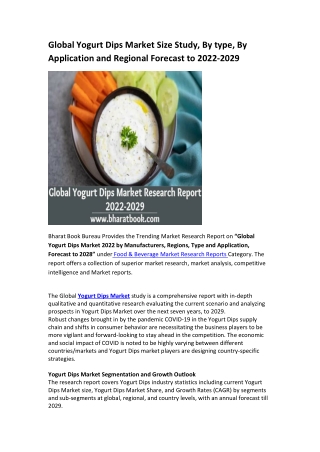 Global Yogurt Dips Market Research Report 2022-2029