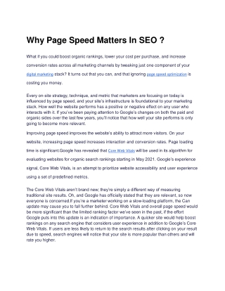 Why Page Speed Matters In SEO