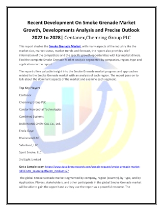 Global Smoke Grenade Market Opportunities and Forecast 2020-2027