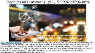 Spectrum Email Customer  1(800) 775-5582 Service Number