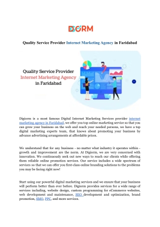 Quality Service Provider Internet Marketing Agency in Faridabad