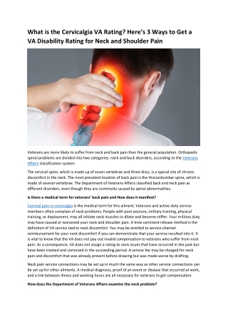 What is the Cervicalgia VA Rating? Here’s 3 Ways to Get a VA Disability Rating f