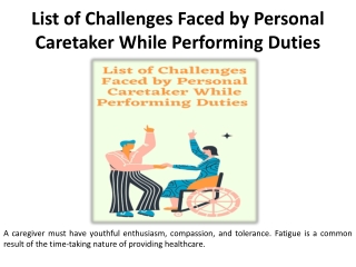 Obstacles that Personal Caregivers Met While Fulfilling Their Duties.