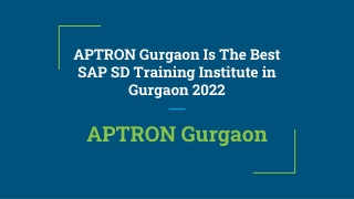 APTRON Gurgaon Is The Best SAP SD Training Institute in Gurgaon 2022