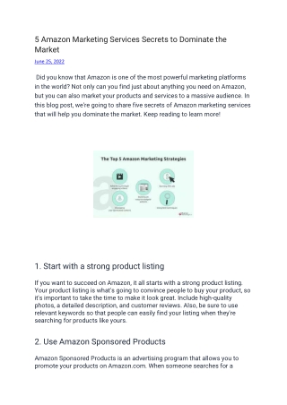 5 Amazon Marketing Services Secrets to Dominate the Market