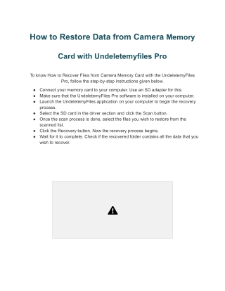 How to Recover Files from Camera Memory Card