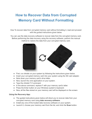 Recover Data from Corrupted Memory Card Without Formatting