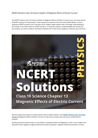 NCERT Solutions Class 10 Science Chapter 13 Magnetic Effects of Electric Current