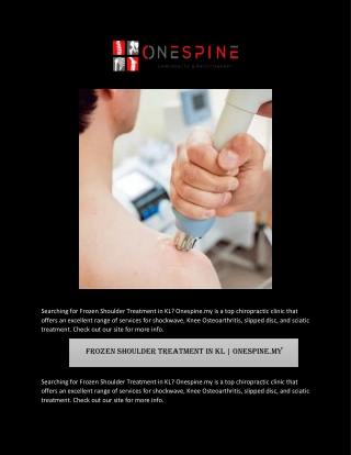 Frozen Shoulder Treatment in Kl | Onespine.my