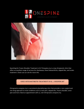 Knee Osteoarthritis Treatment in Kl | Onespine.my