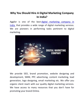 Why You Should Hire A Digital Marketing Company In India