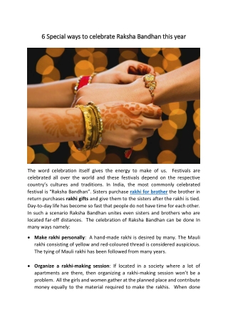 6 Special ways to celebrate Raksha Bandhan this year