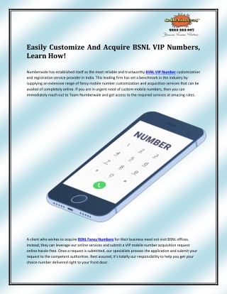 BSNL Fancy Numbers