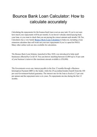 Bounce Bank Loan Calculator_ How to calculate accurately