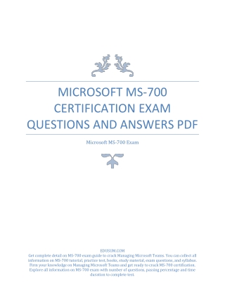 Microsoft MS-700 Certification Exam Questions and Answers PDF