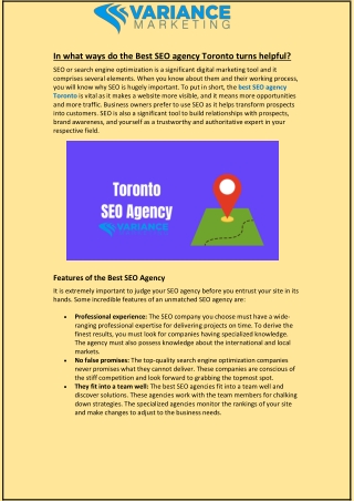 In what ways do the Best SEO agency Toronto turns helpful