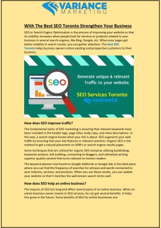 With The Best SEO Toronto Strengthen Your Business