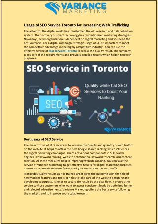 Usage of SEO Service Toronto for Increasing Web Trafficking