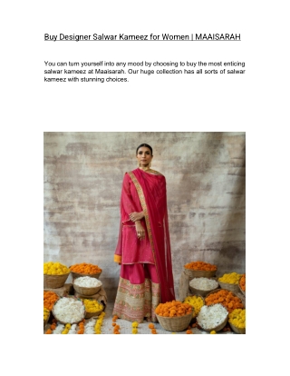 Buy Designer Salwar Kameez for Women  | MAAISARAH