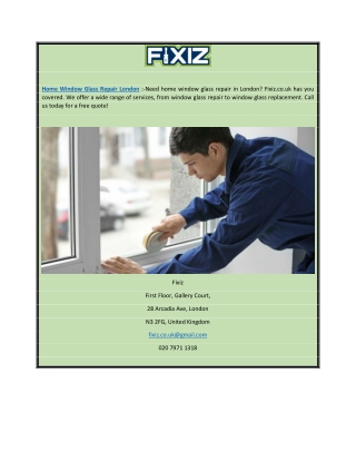Home Window Glass Repair London | Fixiz.co.uk