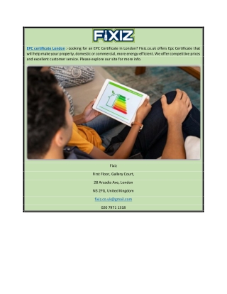 Epc Certificate London | Fixiz.co.uk