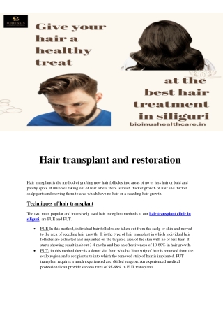 Hair transplant and restoratio1