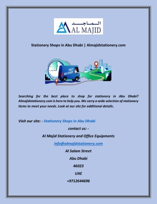 Stationery Shops in Abu Dhabi