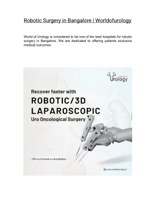 Robotic Surgery in Bangalore | Worldofurology