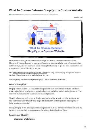 What To Choose Between Shopify or a Custom Website ?