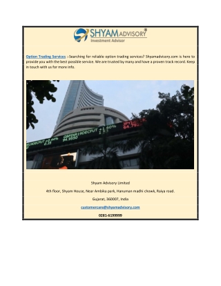 Option Trading Services | Shyamadvisory.com