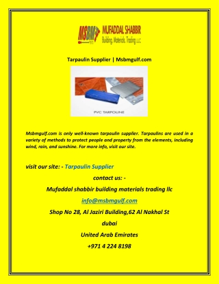 Tarpaulin Supplier