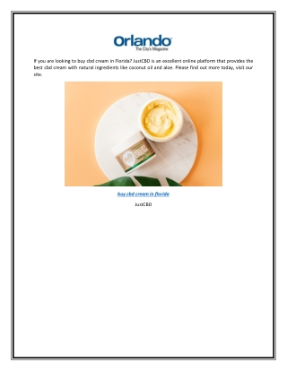 Buy Cbd Cream In Florida | JustCBD