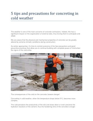 5 tips and precautions for concreting in cold weather