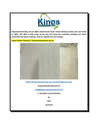 Carpet Steam Cleaning  Kingscarpetcleaning.com.au