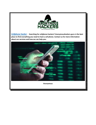 Cellphone Hacker  Anonymoushackers.guru