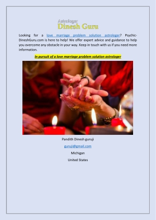In pursuit of a love marriage problem solution astrologer