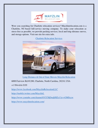 Charlotte Relocation Services Mayzlinrelocation.com