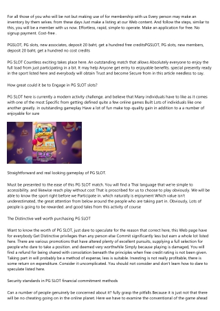 Easy and realistic gameplay of PG SLOT.