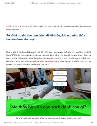 Bộ số bí truyền cho bạn đánh đề dễ trúng khi mơ nhìn thấy bàn ăn được dọn sạch - Kubet Ab