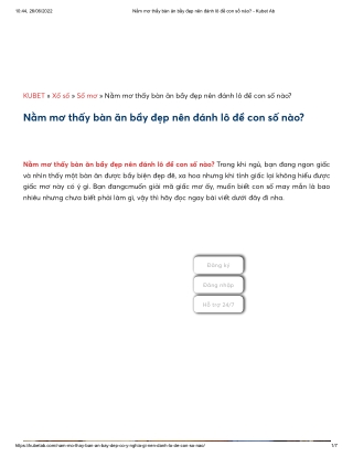 Nằm mơ thấy bàn ăn bầy đẹp nên đánh lô đề con số nào_ - Kubet Ab