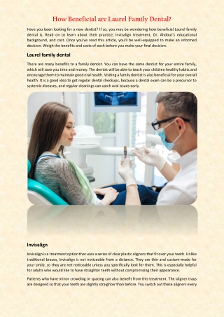 How Beneficial is Laurel Family Dental?