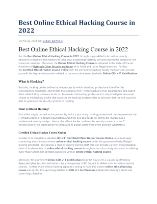 Online Ethical Hacking Course