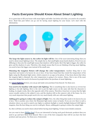 Facts Everyone Should Know About Smart Lighting