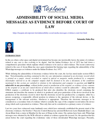 Admissibility of Social Media Messages as Evidence before Court of Law