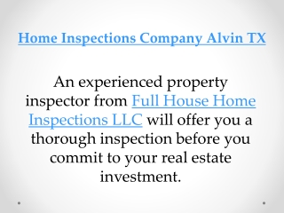 Home Inspections Company Alvin TX