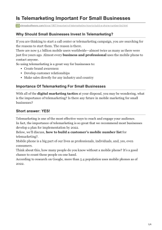 1Is Telemarketing Best For Small Businesses