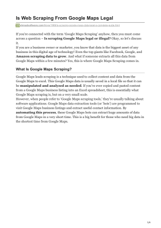 Is Web Scraping From Google Maps Legal
