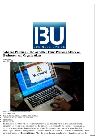 Whaling Phishing – The Age-Old Online Phishing Attack on Businesses and Organiza