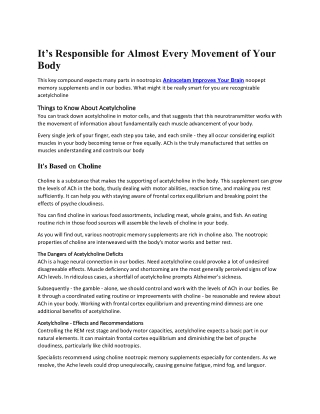 It’s Responsible for Almost Every Movement of Your Body