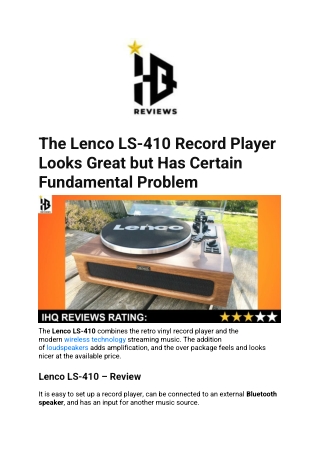 The Lenco LS-410 Record Player Looks Great but Has Certain Fundamental Problem